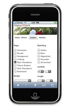 Mobiele site 50plusmatch.be